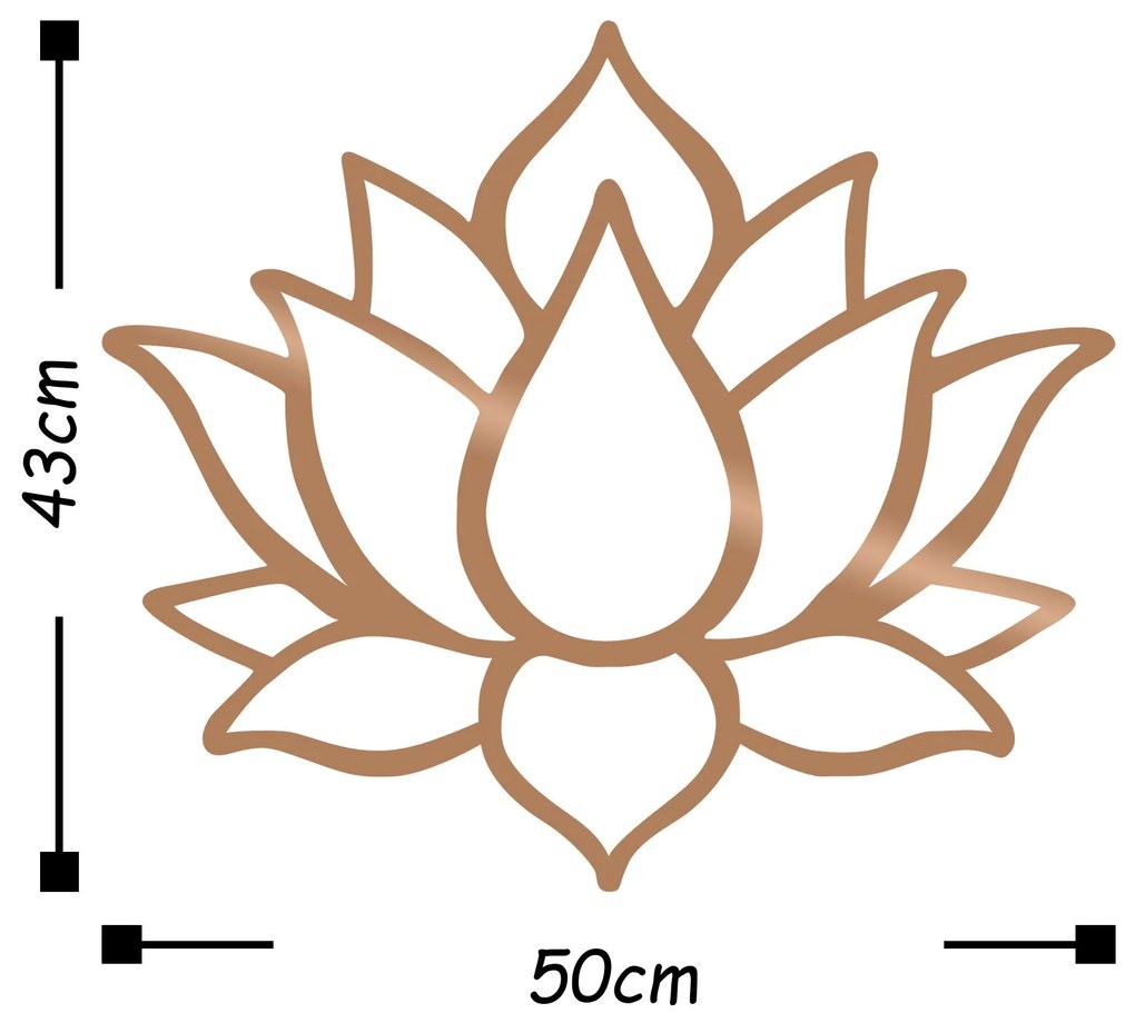 Fém fali dekoráció, Lotus Flower 1 - Copper
