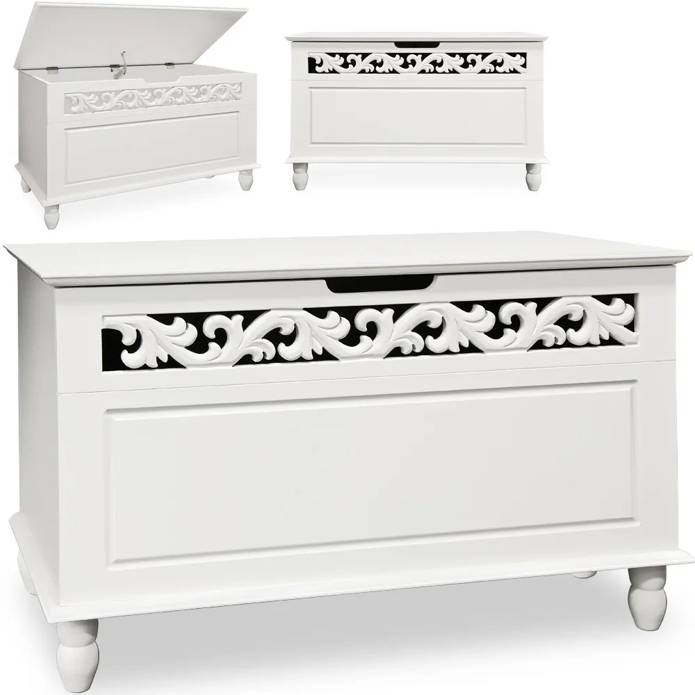 JERSEY fa láda, 80x40x48cm, fehér Casaria