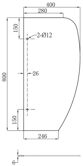Sapho - 40x80 cm-es elválasztó fal pisoárokhoz, matt üveg