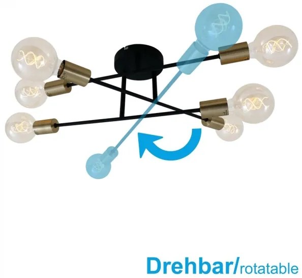 Briloner 3868-065 - Felületre szerelhető csillár BLACK STEEL 6xE27/60W/230V