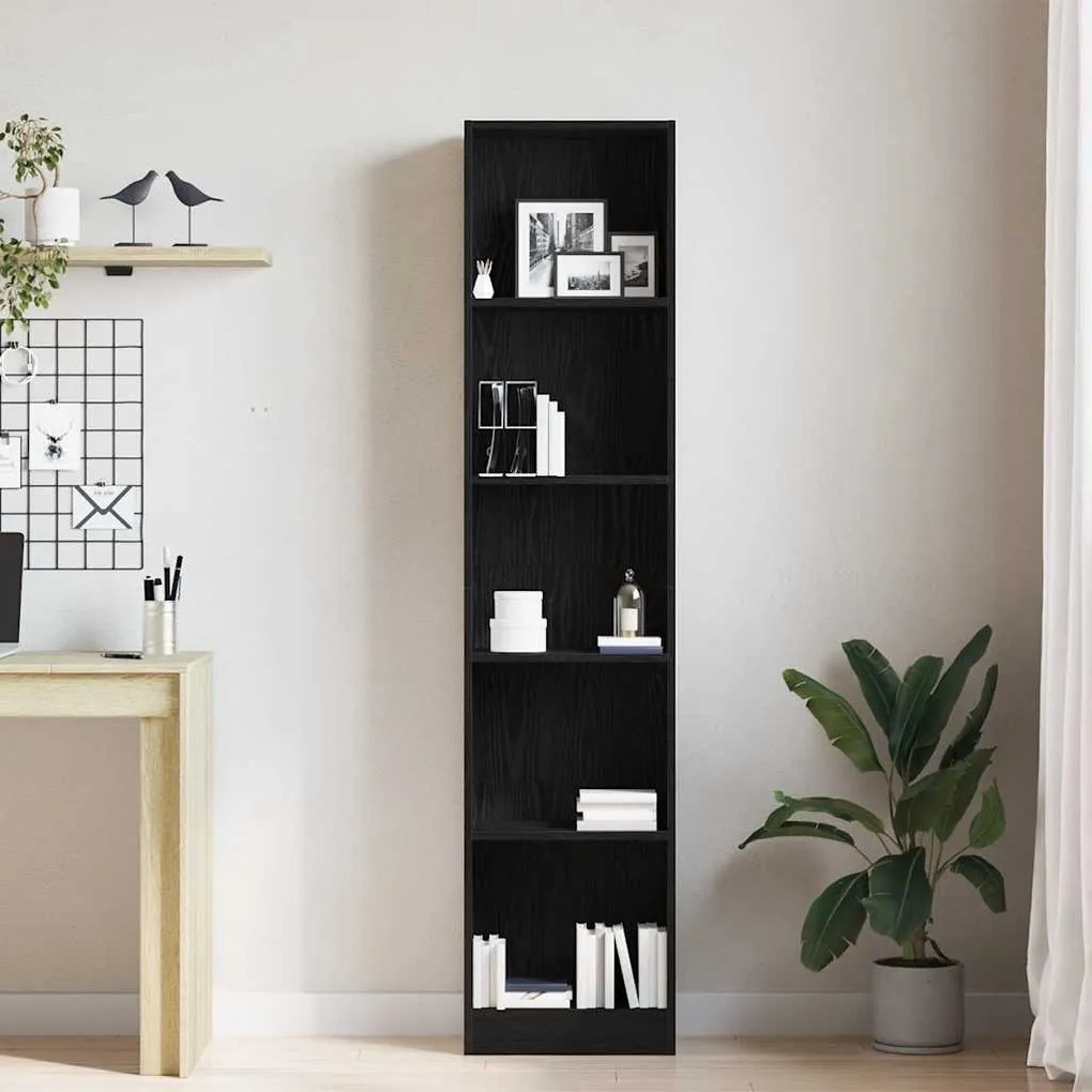 fekete tölgy szerelt fa könyvespolc 40x24x176 cm
