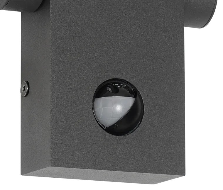 Kültéri fali lámpa antracit színű, beépített LED-del IP54 mozgásérzékelővel - Zane