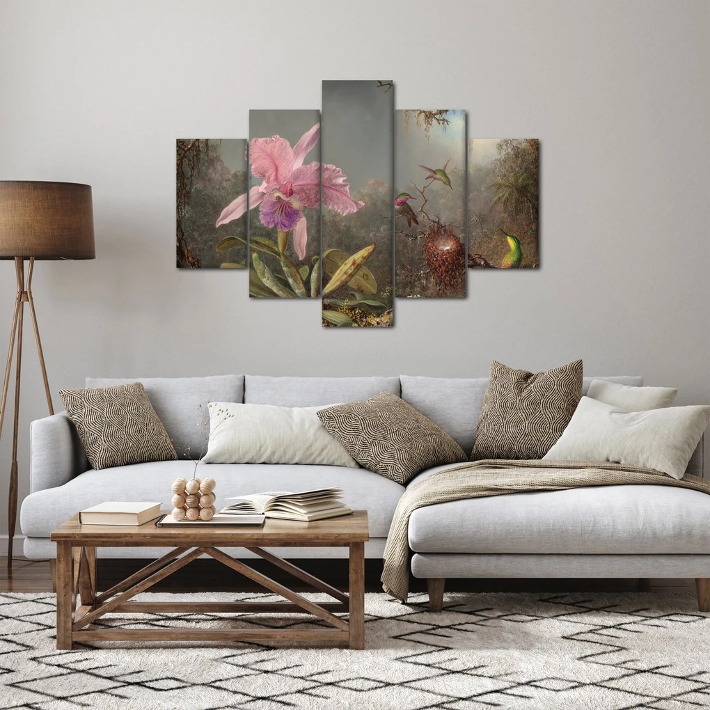 Kép - Martin Johnson Heade, Cattleya Orchid and Three Hummingbirds, reprodukciók (150x105 cm)