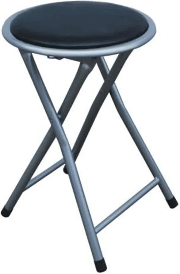 Szék, összecsukható , fém - ezüst + fekete textilbőr, IRMA