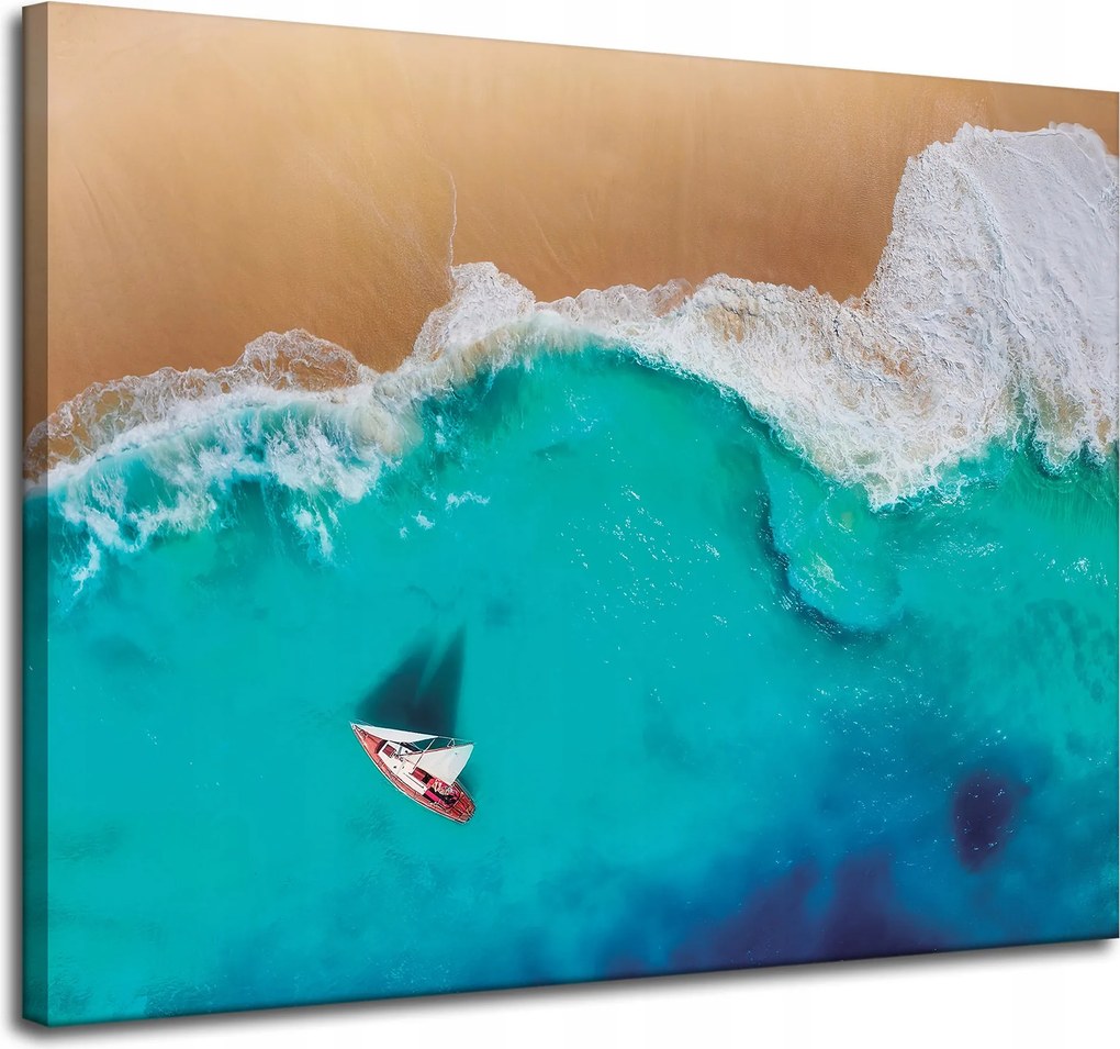 Vászonkép Vitorlás Víz Hullámok Tengerpart 100x80 cm Ideális ajándék