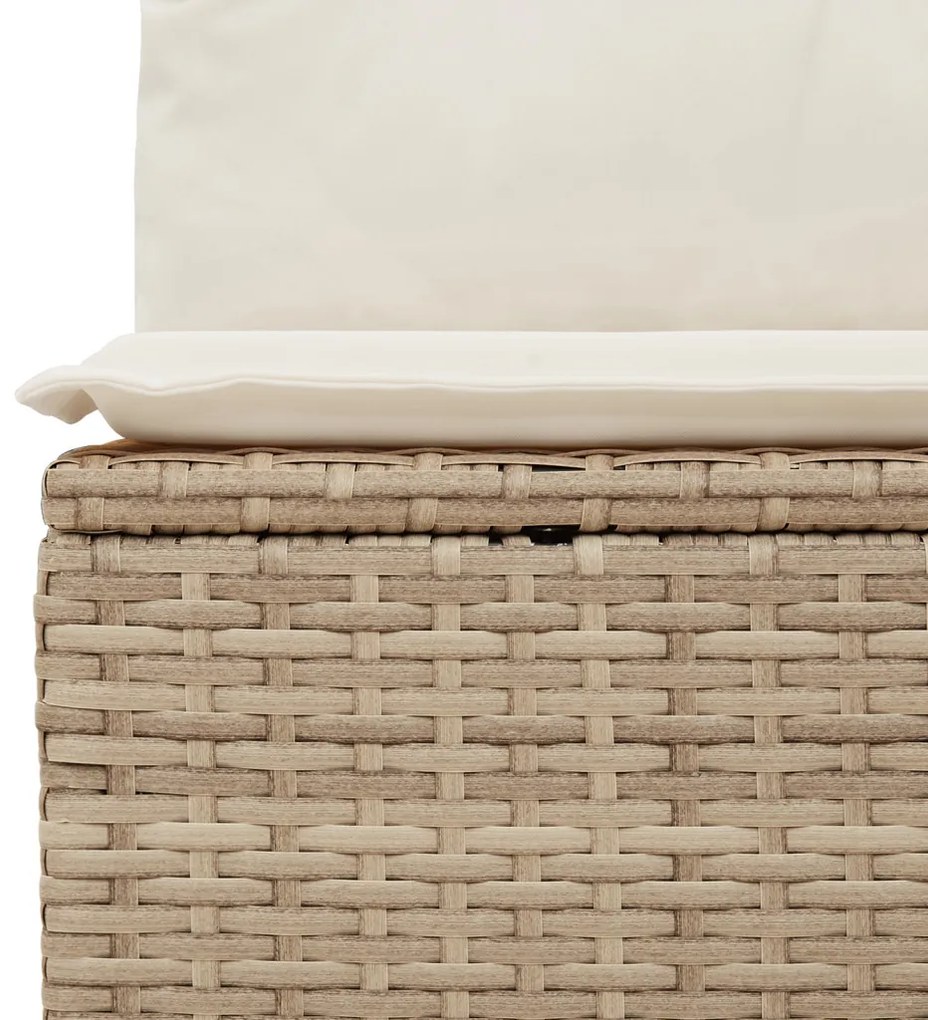 6 Darabos Kerti Sofa Szett Párnákkal Bézs Poli Rattan Akáciából