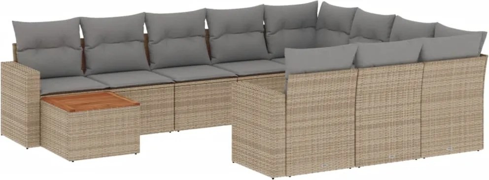 vidaXL 11részes vegyes bézs polyrattan kerti ülőgarnitúra párnákkal