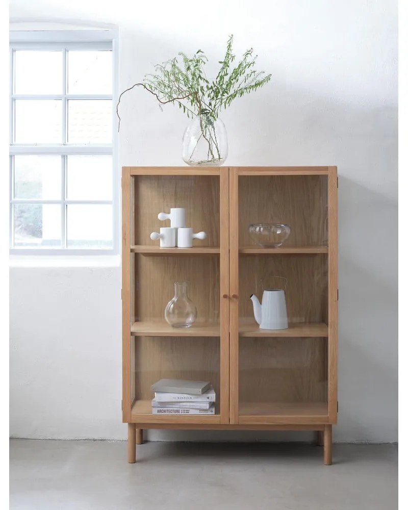 Natúr színű tölgyfa tálalószekrény 140x100 cm Elba – Unique Furniture