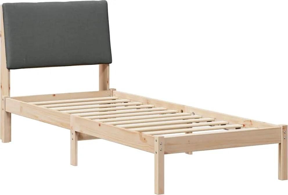 vidaXL Ágykeret barna és sötétszürke 75 x 190 cm Tömör fenyőfa