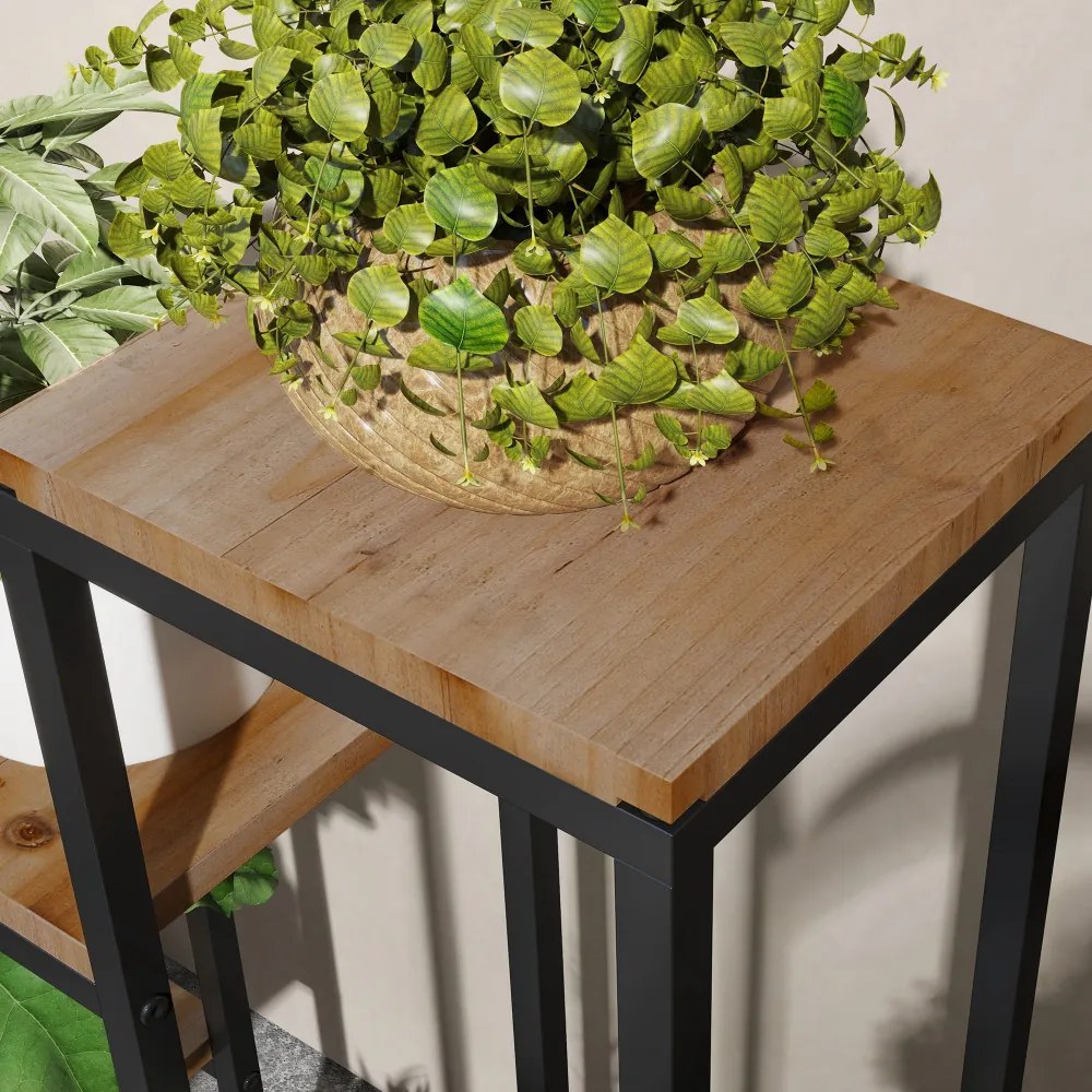 Növényállvány, 4 szintes virágos polc, világosbarna, 80 x 20 x 74 cm