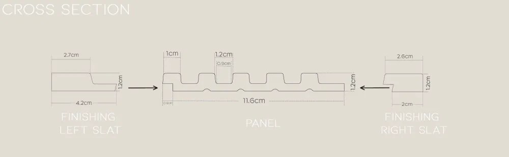 LAMELIO ASTI Ezüst lamella falpanel 270 × 12,2 cm