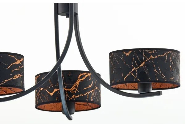 Jupiter 2106- láncon függő csillár ARTHUR 3xE27/15W/230V fekete/narancssárga/márvány dekor