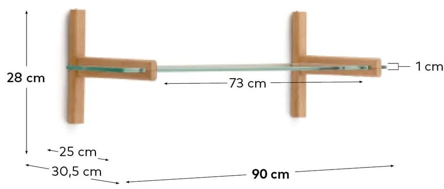 Natúr színű üveg moduláris polcrendszer 90x28x30,5 cm Sitra – Kave Home