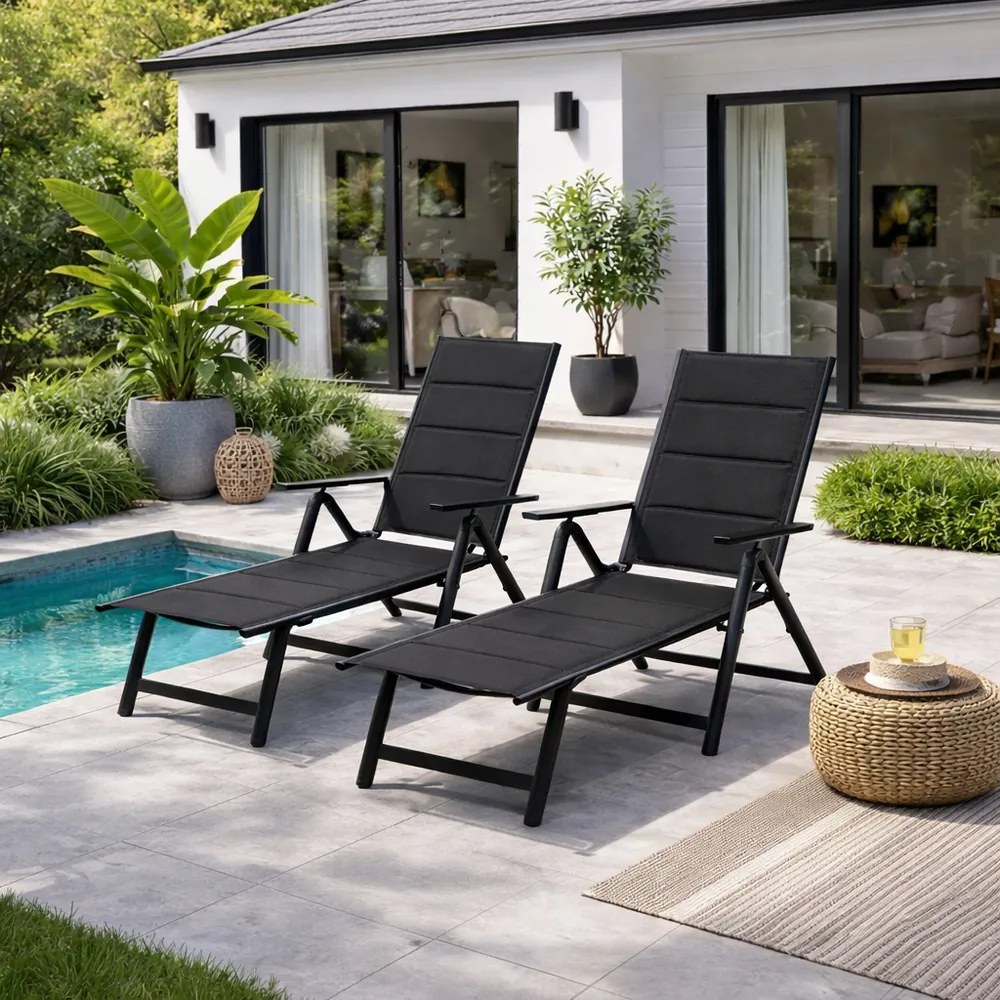 Avenberg RIVIERA Állítható relaxációs nyugágy szett, 2db, fekete