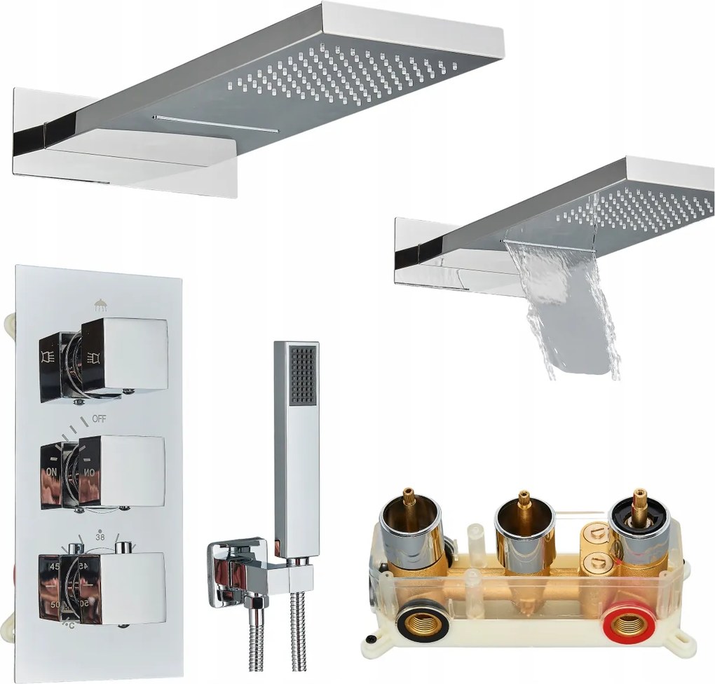Zuhanyszett Falsík Alatti Termosztát Esőztető Vízesés Box Ari