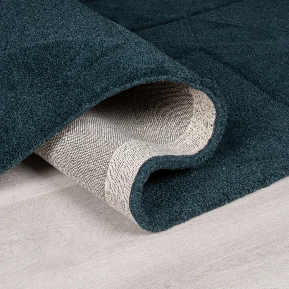 Kékeszöld kézi szövésű gyapjú kerek szőnyeg ø 160 cm Shard Teal – Flair Rugs