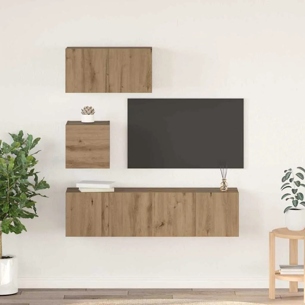 TV szekrény garnitúra 4 pcs kézműves tölgy 60 x 30 x 30 cm