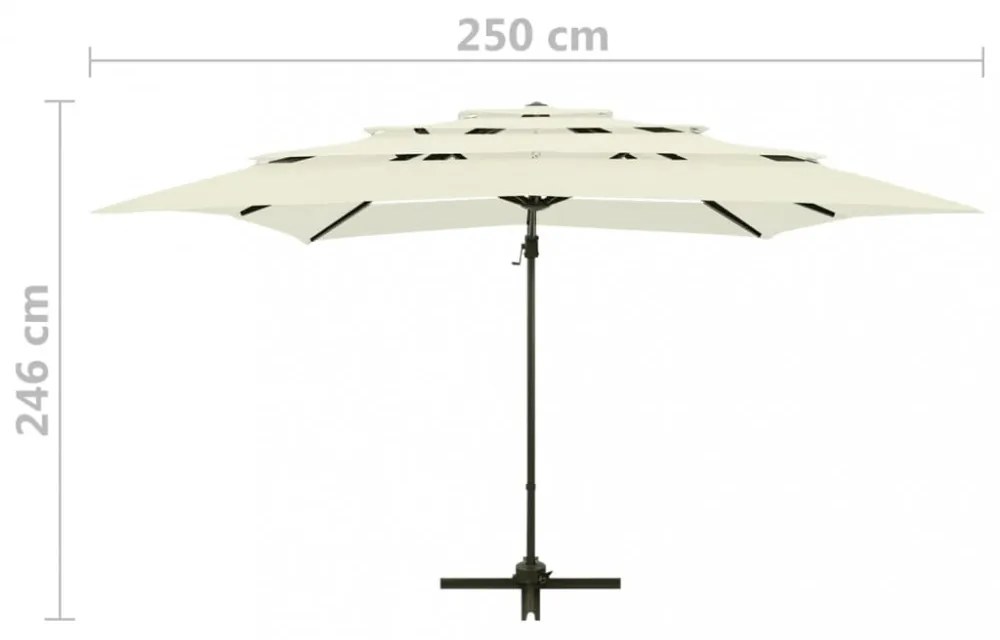 4 szintes homokszínű napernyő alumíniumrúddal 250 x 250 cm