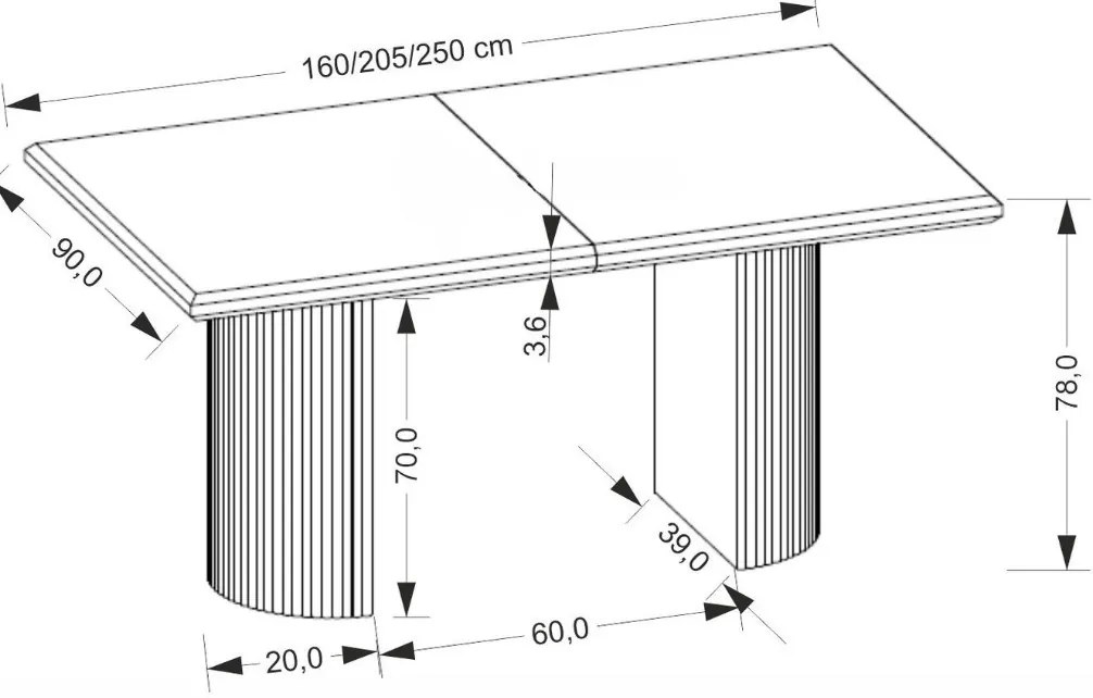 Bolero bővíthető étkezőasztal fekete 160-250cm