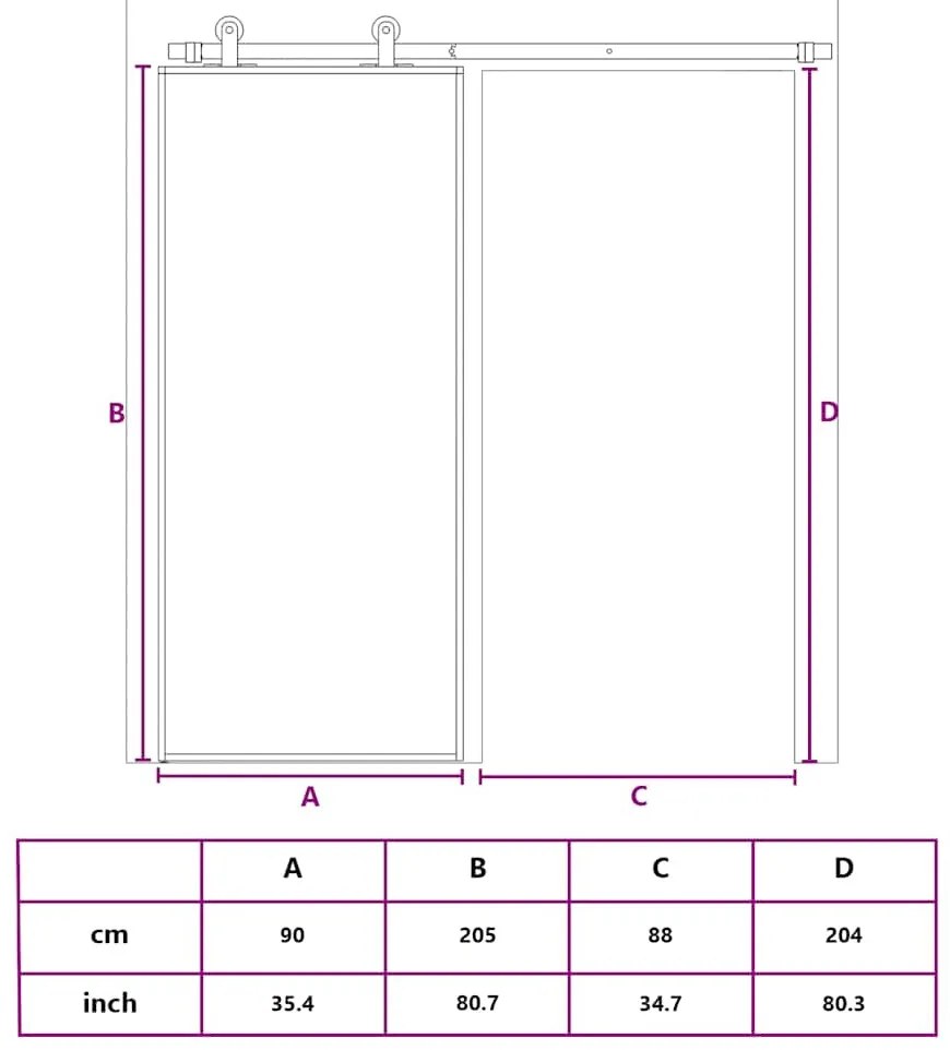fekete ESG üveg és alumínium tolóajtó 90 x 205 cm