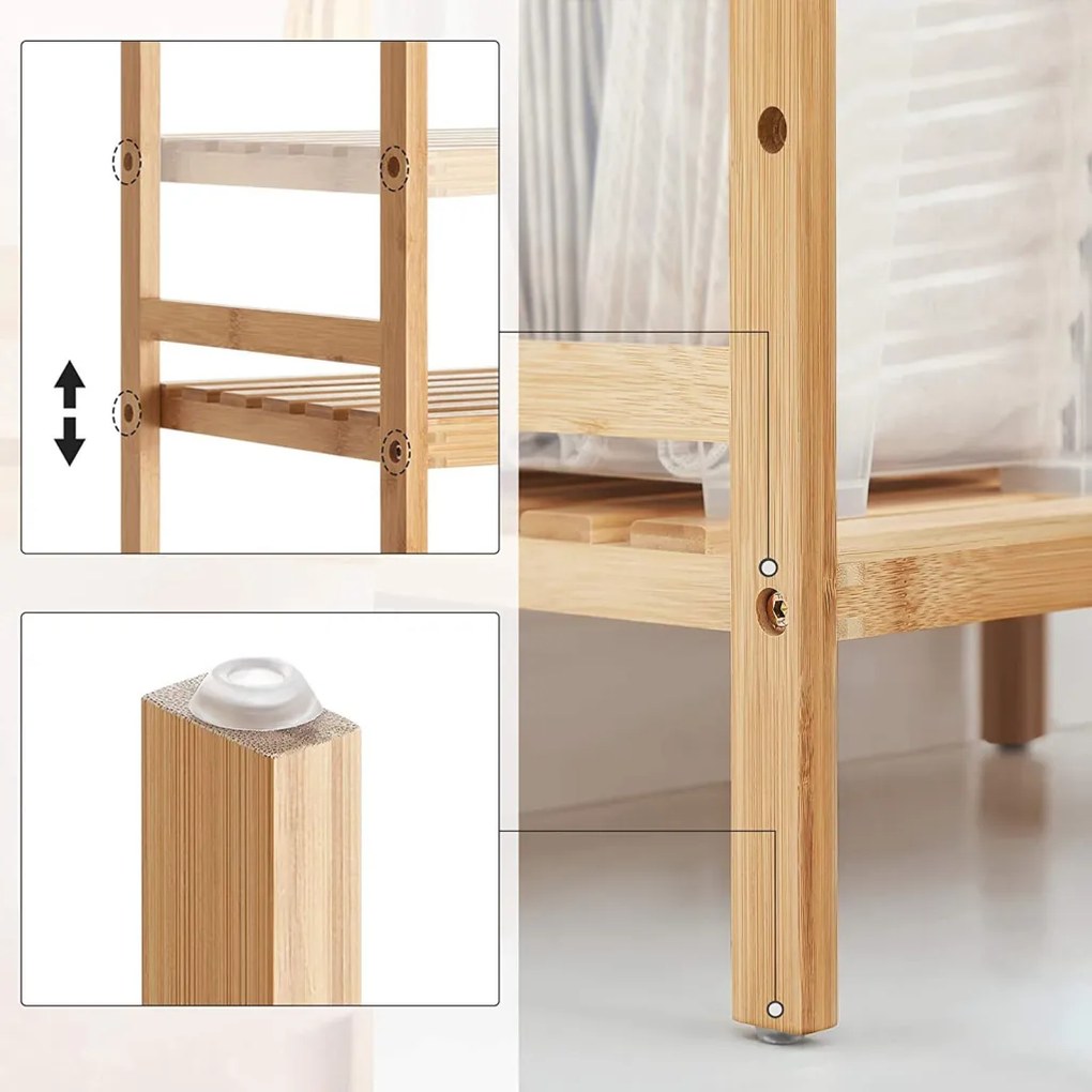 Bambusz tároló állvány, 3 szintes, fürdőszobába, konyhába