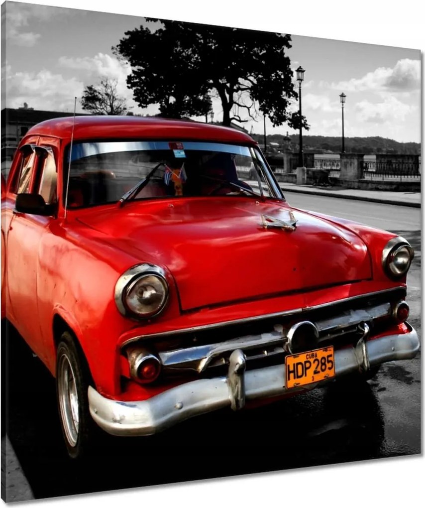 Vászonkép 80x80 Kubai piros autó