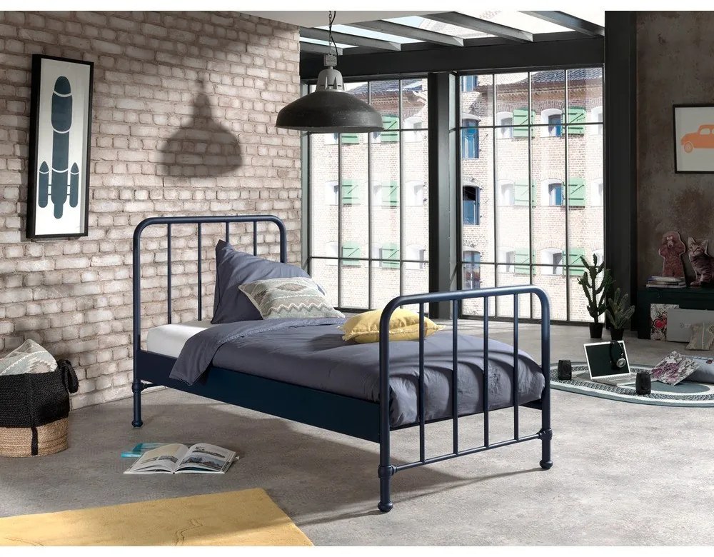 Sötétkék fém gyerekágy 90x200 cm BRONXX – Vipack