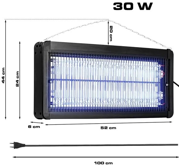Elektromos rovarcsapda 2x15W/230V, 120 m² lefedettség