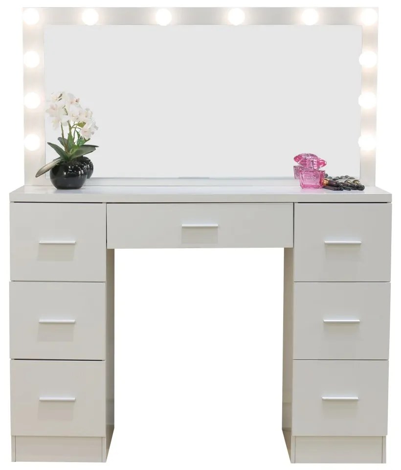 Nagy öltözőasztal fehér, világítással 80 x 40 x 110cm