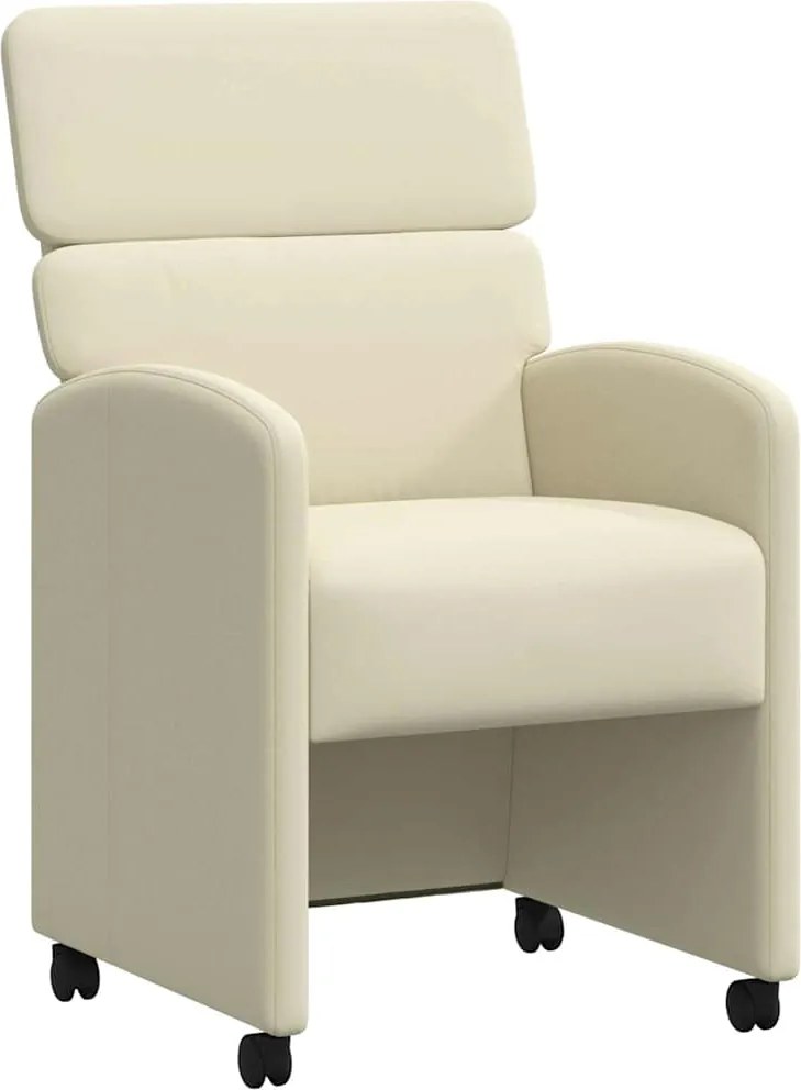 vidaXL Kerekes Étkező Székek 2 pcs Krém 58 x 65 x 98 cm Műbőr
