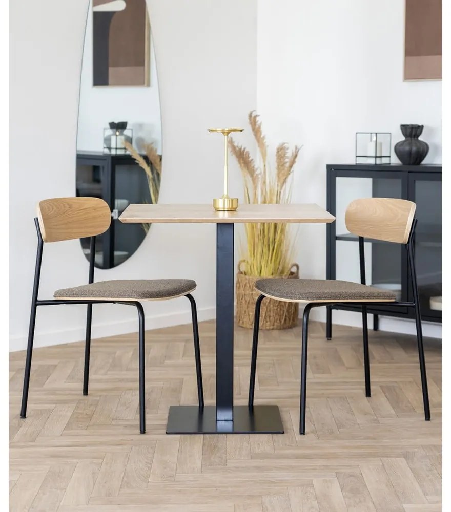 Fekete-barna rakásolható étkezőszék kőrisfa dekorral Estepona – House Nordic