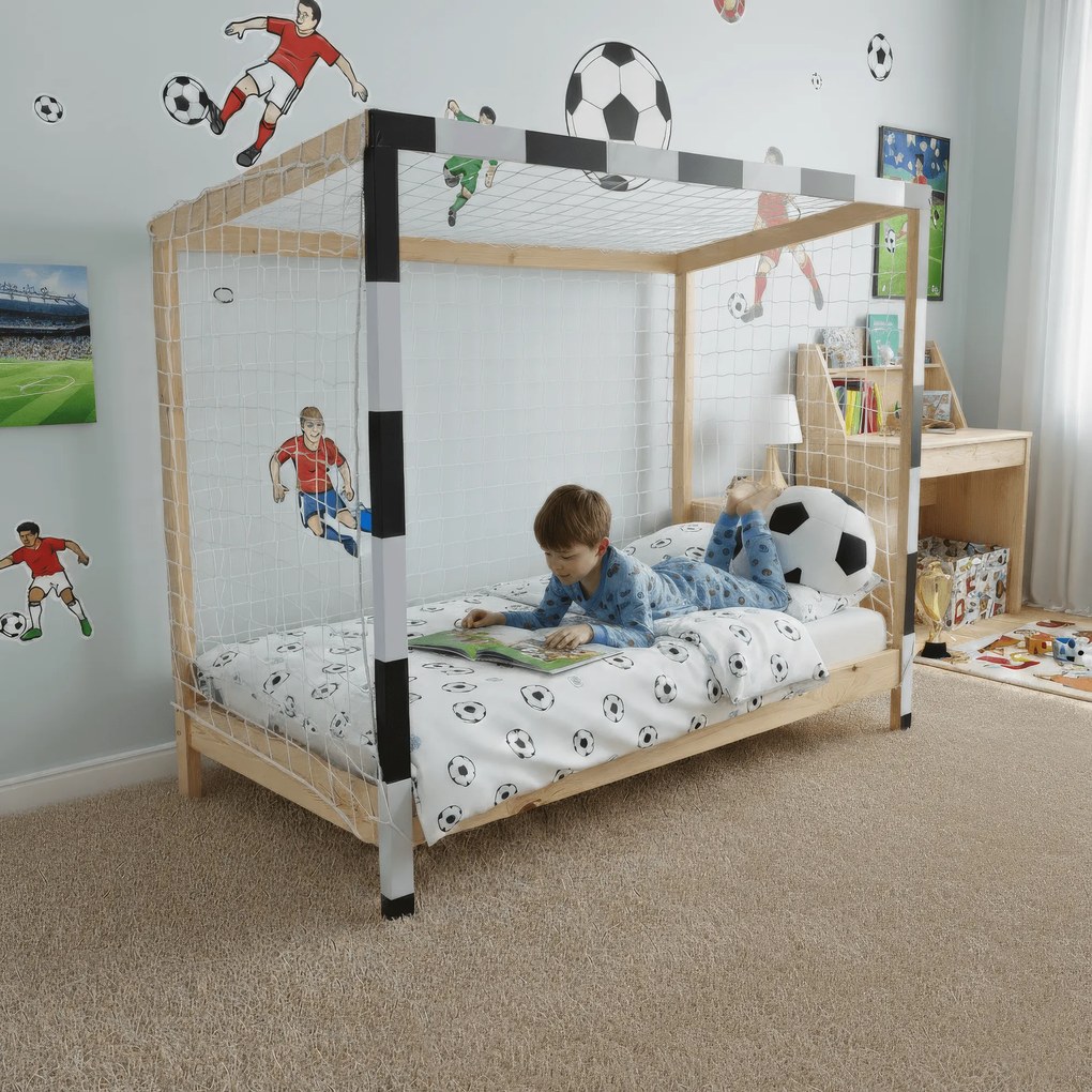 Montessori ágy, természetes/fehér/fekete, 90x200, FUTAL