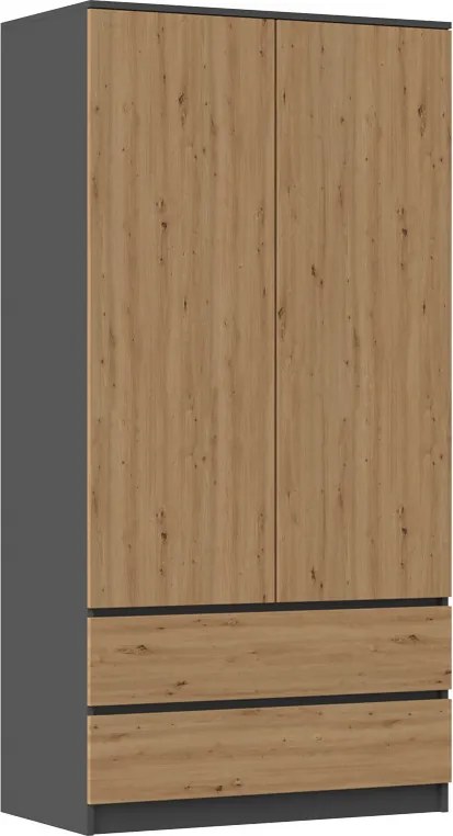 SS-90 gardróbszekrény, antracit-tölgy