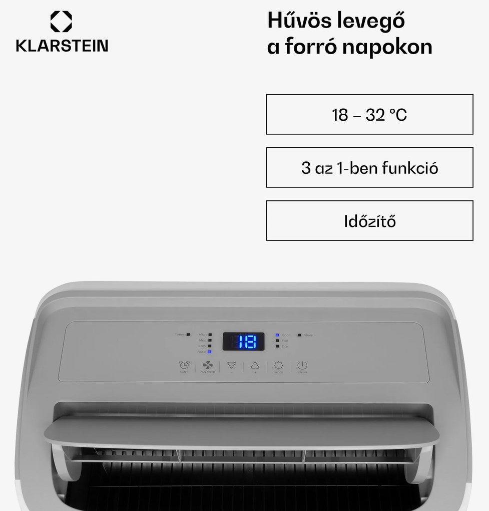 Klarstein Grandbreeze Eco 12K, 3 az 1-ben klíma, 460 m³/ó, 12.000 BTU/1,35 kW