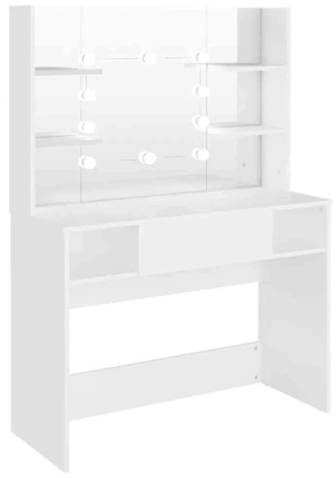 fehér LED-es MDF sminkasztal 100 x 40 x 135 cm