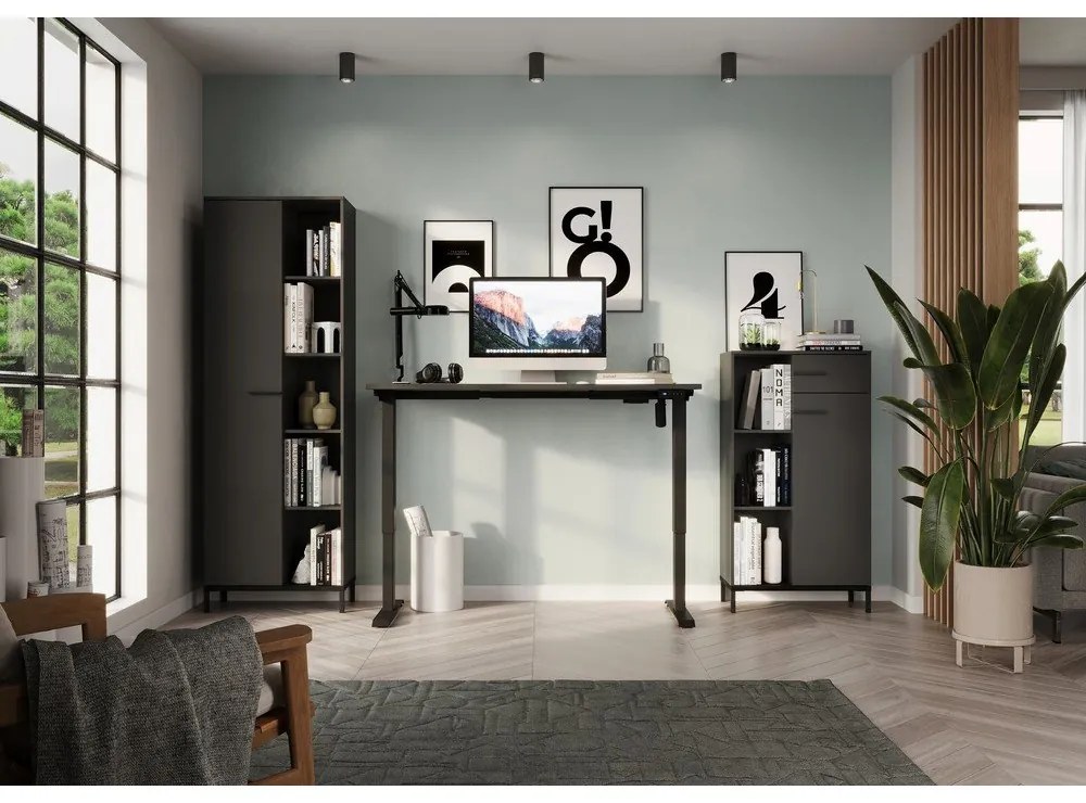 Antracitszürke könyvespolc 64x190x34 cm Rovigo – Germania