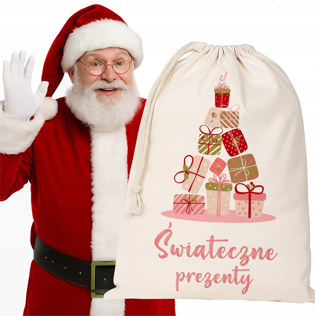 Karácsonyi Ajándéktasak Nagy 60x40 cm Nyomtatott Karácsonyi Ajándékok