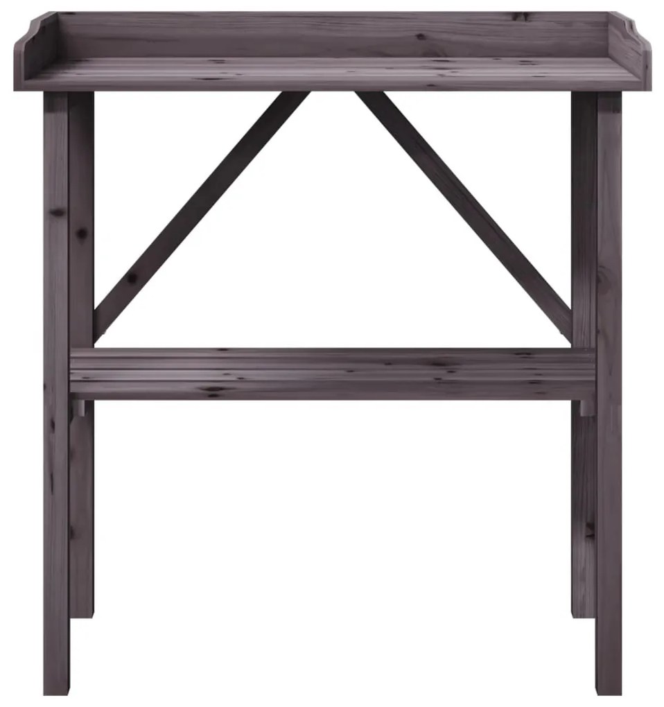 szürke tömör fenyőfa növénytartó asztal polccal 78x38x82,5 cm