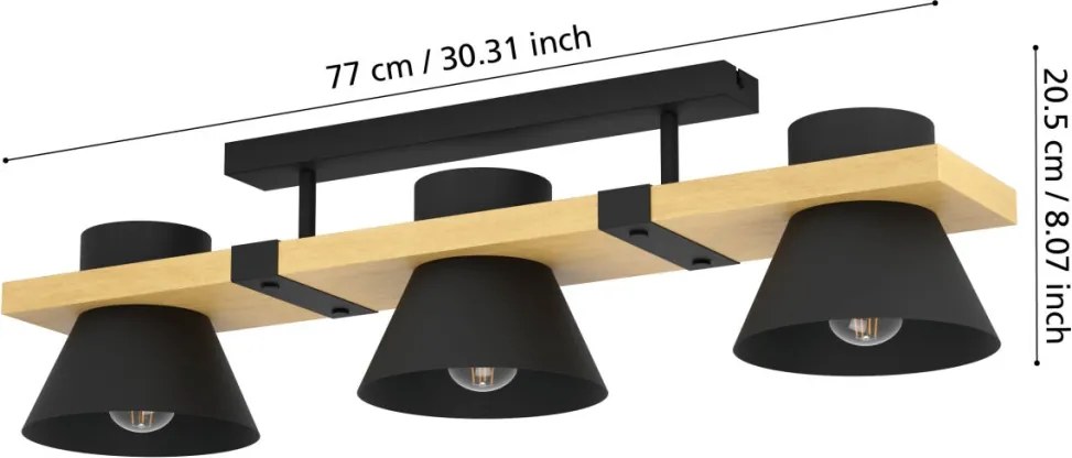 EGLO 43955 MACCLES Vintage Mennyezeti Lámpák Barna, Fekete E27 IP20