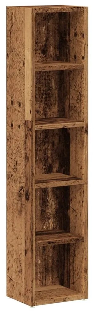 2 db antik fa színű szerelt fa CD-tartó szekrény 21x16x93,5 cm