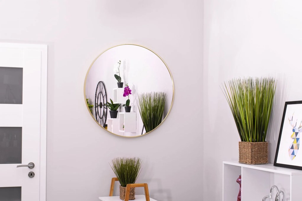 AKCIÓ Arany falra szerelhető kerek tükör LEOBERT - különböző méretek II. osztály Tükör átmérője: 60 cm