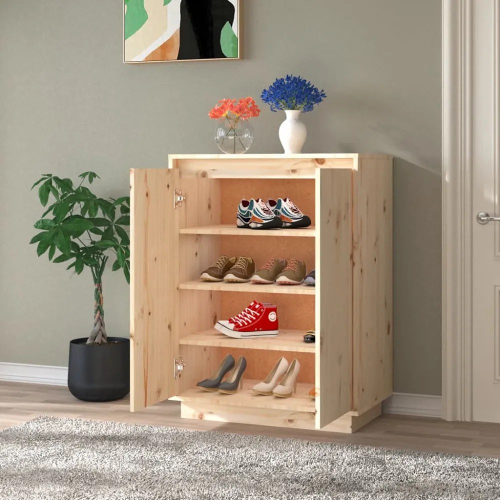 tömör fenyőfa cipőszekrény 60 x 35 x 80 cm