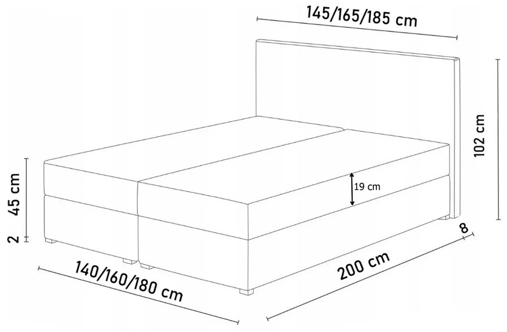 LEMON boxspring kárpitozott ágy, 180x200, itaka 14/kék