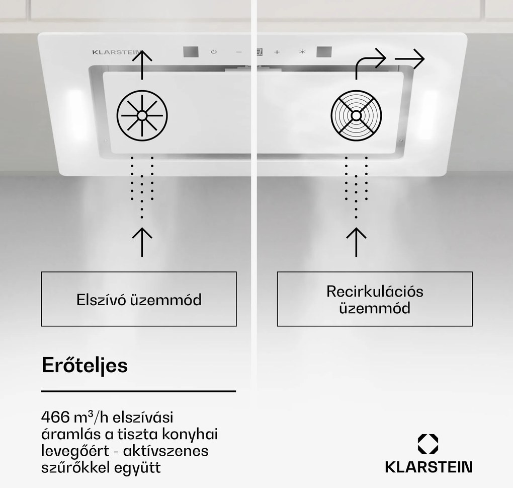 Klarstein Hektor Eco, páraelszívó, 60 cm, 466 m³/ó, érintéses vezérlés, üveg