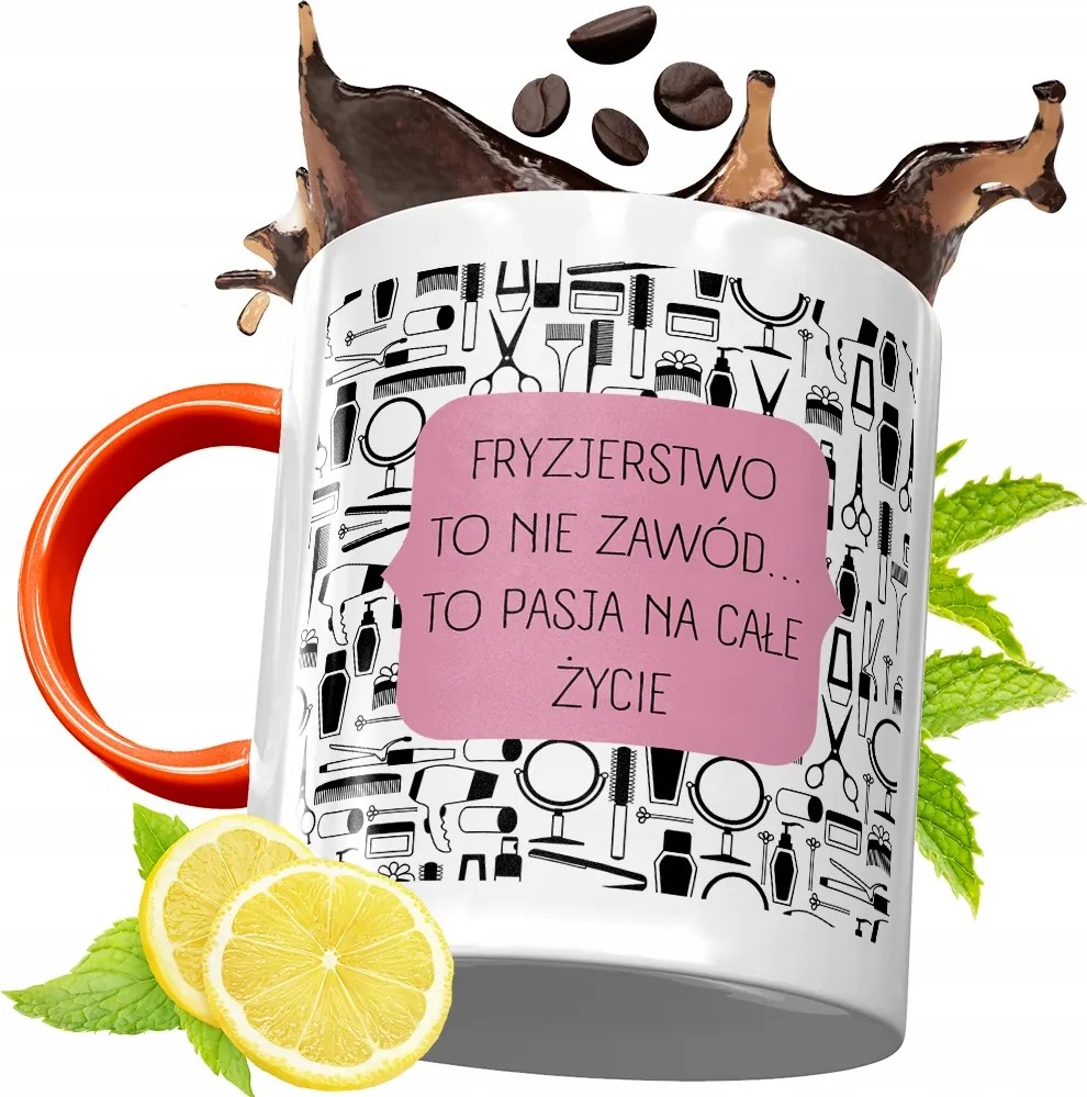 Narancssárga Bögre Fodrásznak Fodrász Ajándék fényképes nyomtatással