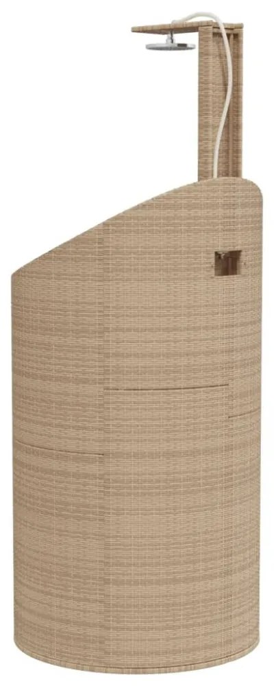 bézs polyrattan és akácfa kültéri zuhanyzó 100x100x241,5 cm
