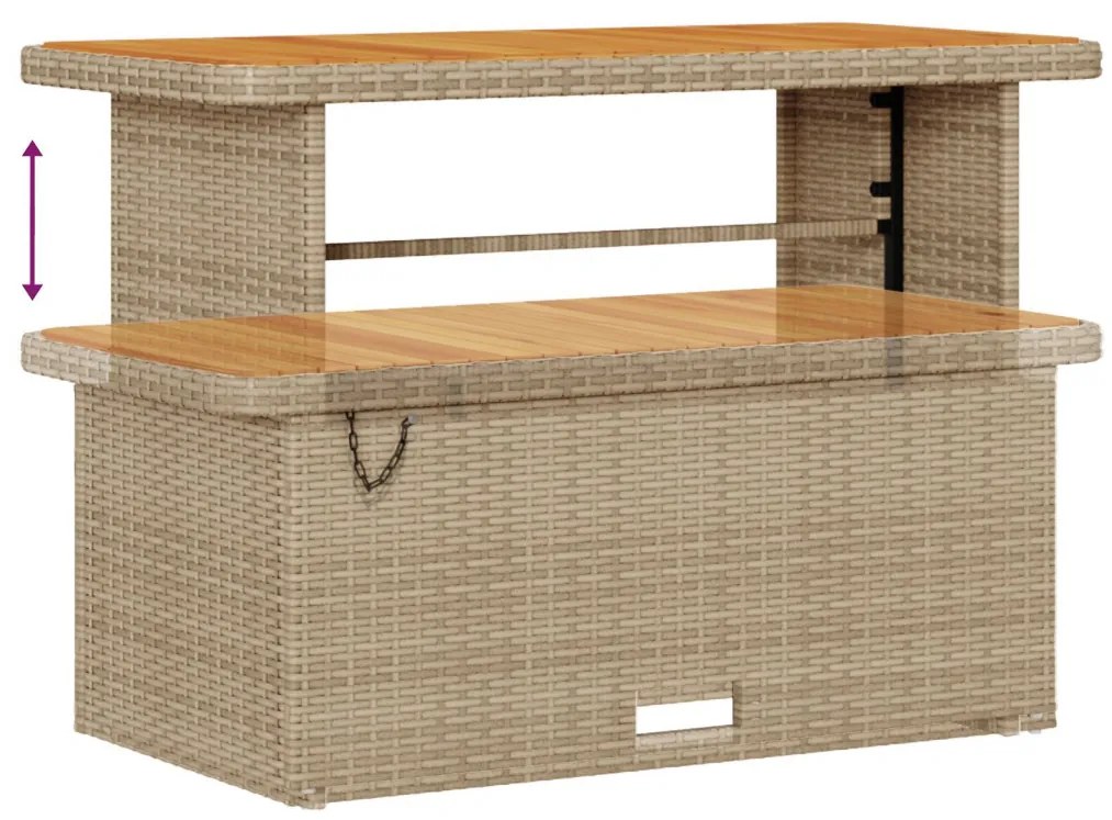 12 darabos kertikézmű párnákkal bézs poly rattan akác, 3 darabos kert étkező szett párnákkal bézs poly rattan akác