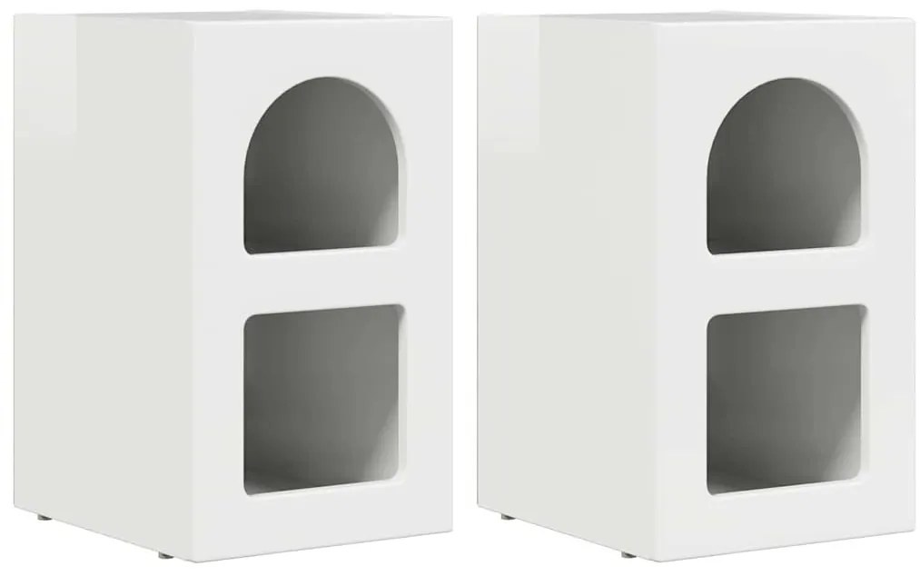 Éjjeli asztal 2 pcs Magas Fényű Fehér 29.5 x 35 x 50 cm Faanyag