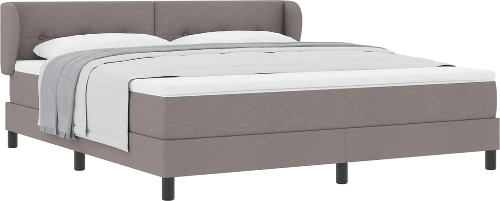 vidaXL Boxrugós ágy matracmal fejtámlával Tópszínű 180 x 200 cm szövet