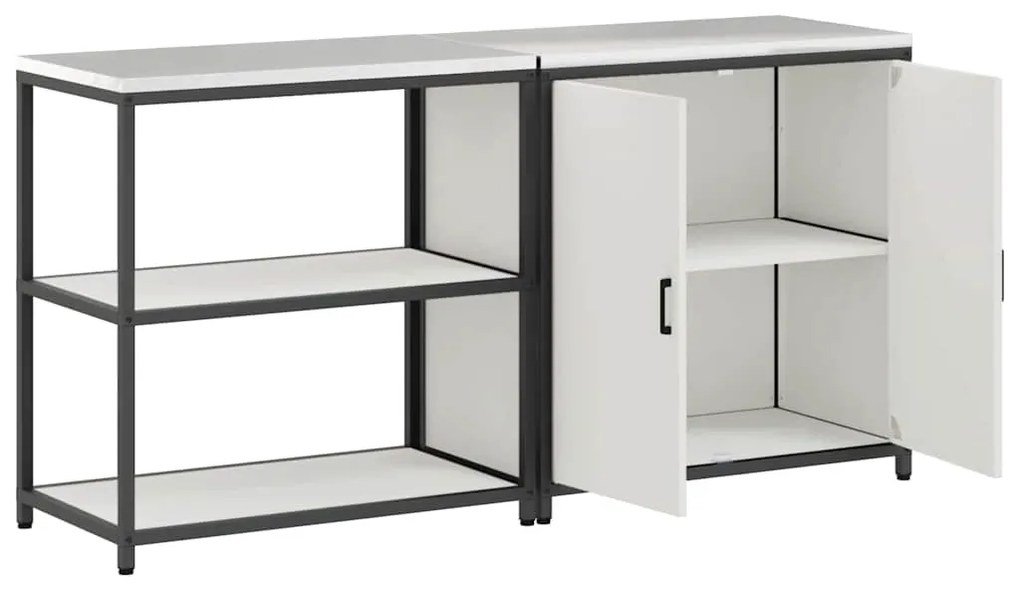 Konyhai Tároló Készlet polcokkal 2 pcs Fehér 180 x 50 x 92 cm